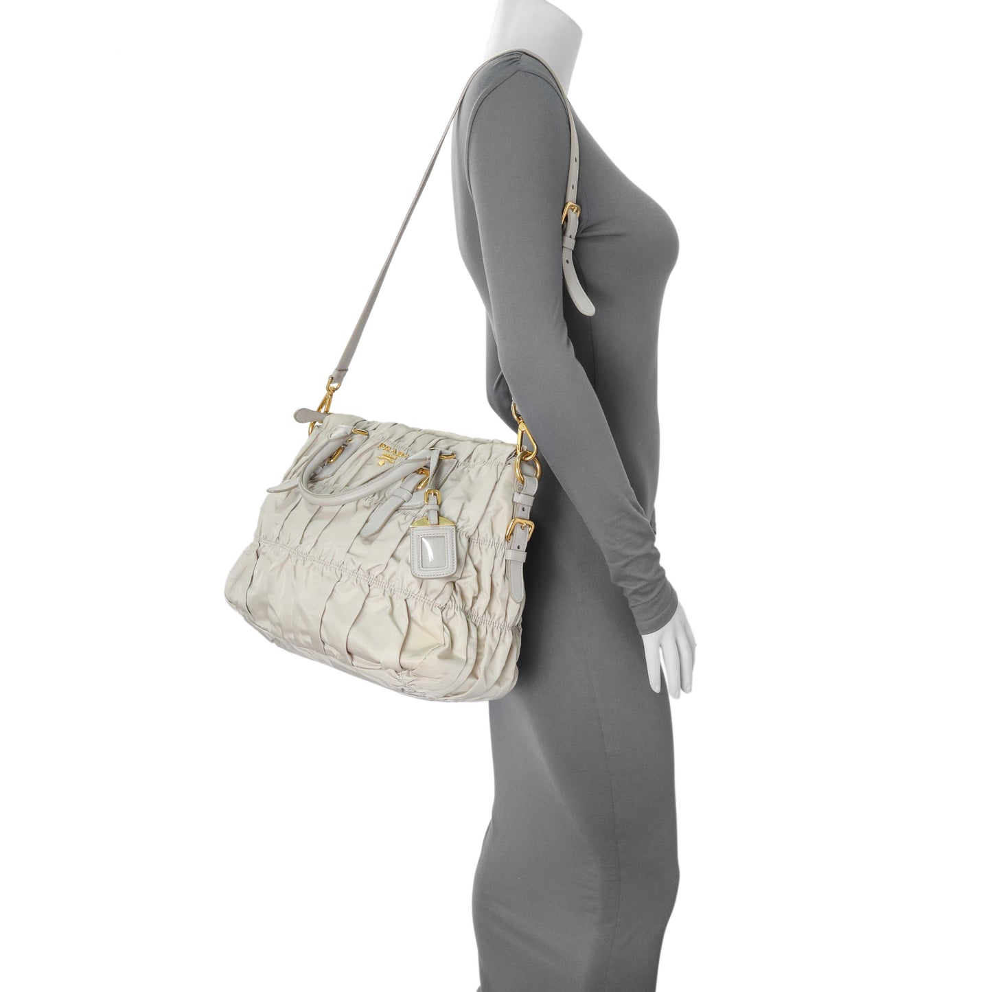 Exclusive Prada Grey Gaufre Shopping Satchel — Alternate View 10
