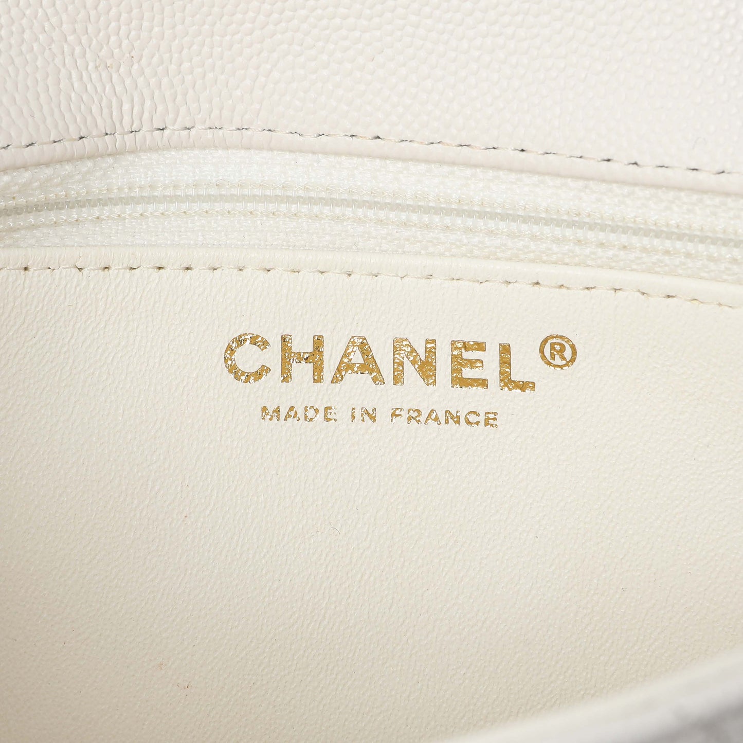 Exclusive Chanel White Quilted Caviar Flap Clutch — Alternate View 9