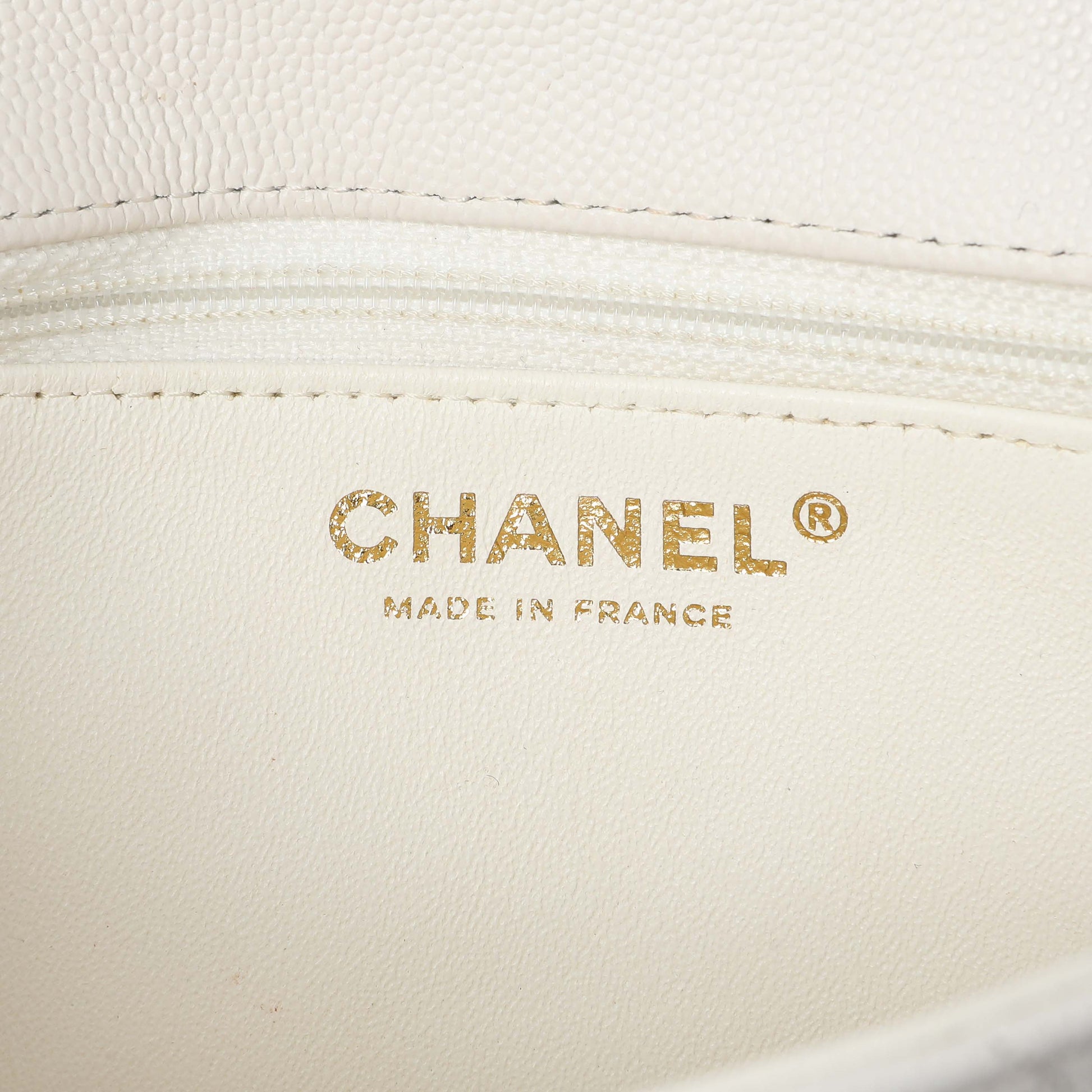 Exclusive Chanel White Quilted Caviar Flap Clutch — Alternate View 9