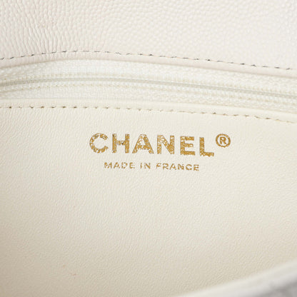 Exclusive Chanel White Quilted Caviar Flap Clutch — Alternate View 9