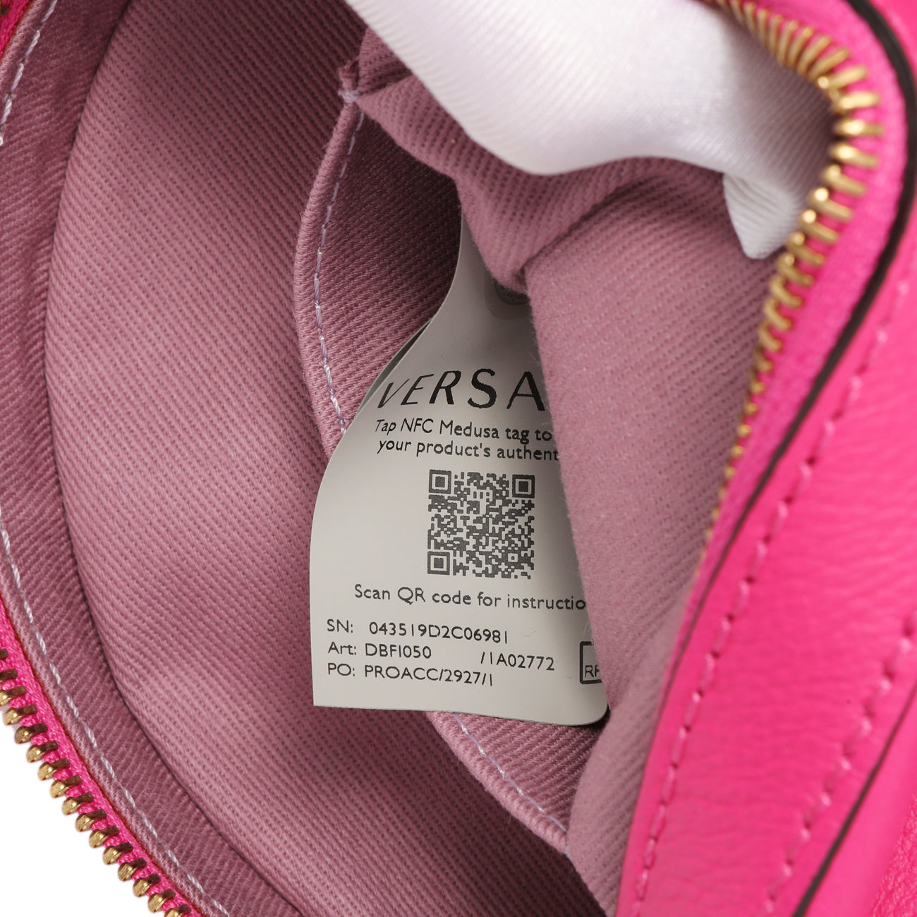 Exclusive Versace Fuchsia Calfskin La Medusa Mini Round Disco Chain Crossbody Bag — Alternate View 7