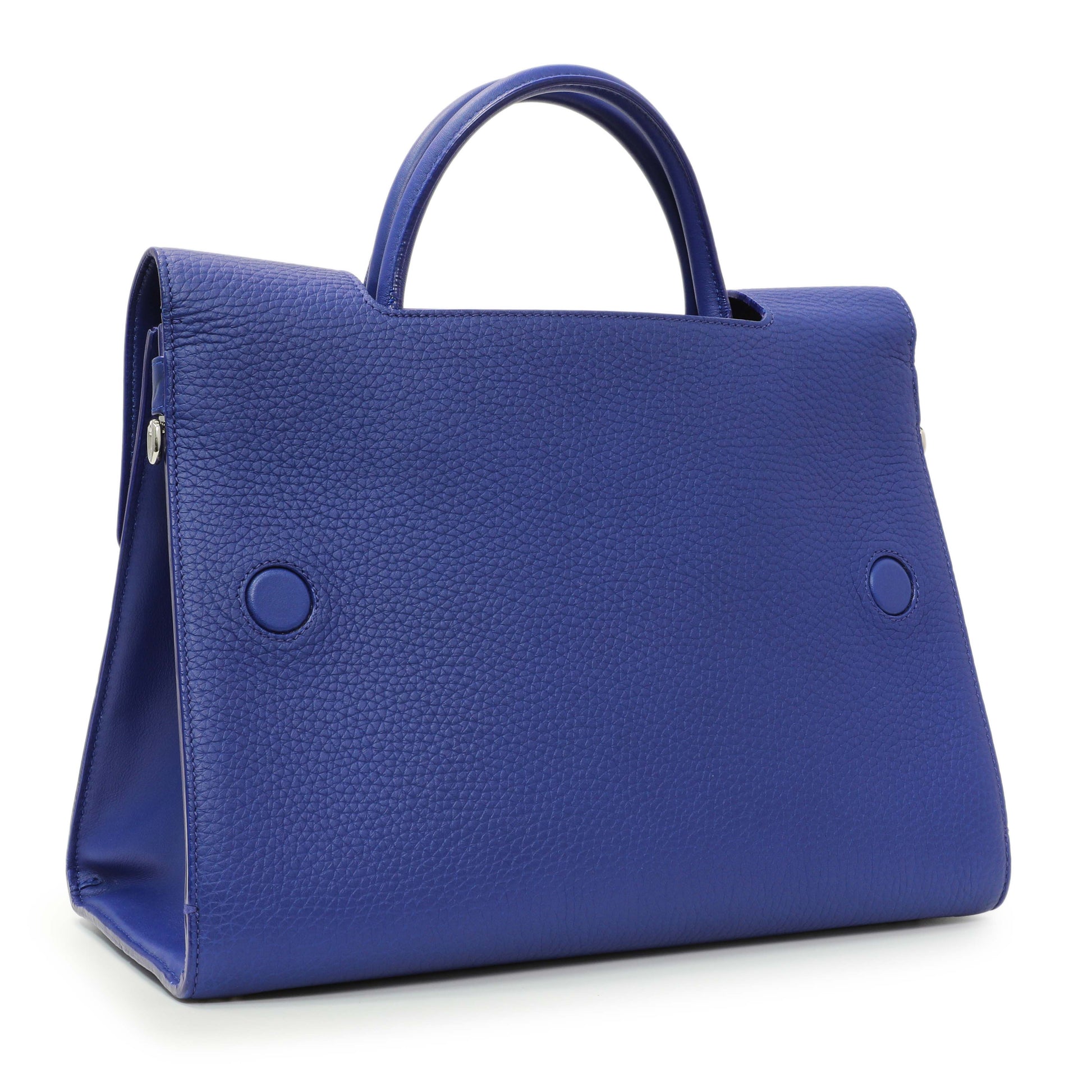 Exclusive Christian Dior Blue Bullcalf Medium Diorever Flap — Side View