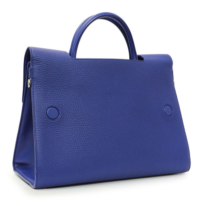 Exclusive Christian Dior Blue Bullcalf Medium Diorever Flap — Side View