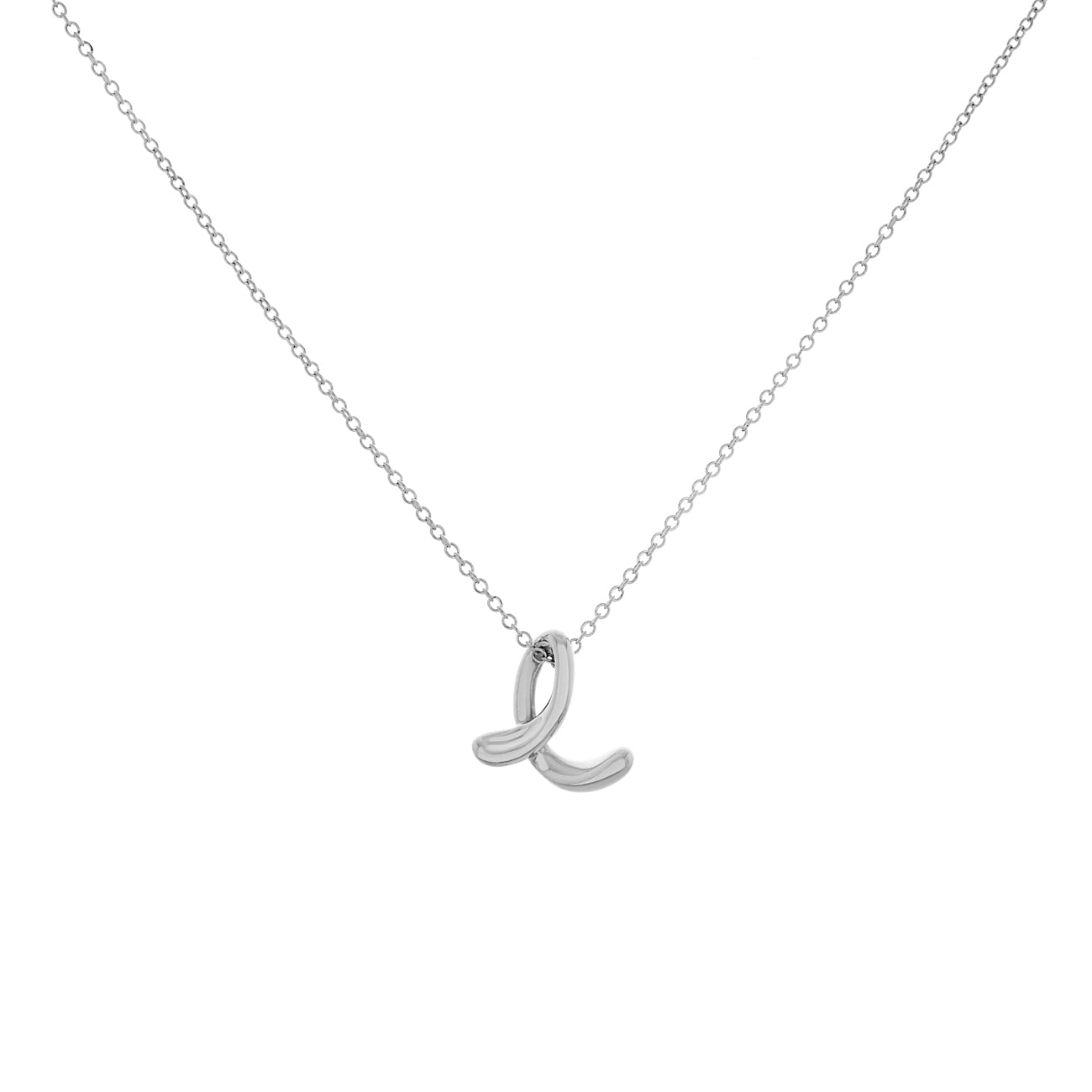 Exclusive Tiffany & Co. Sterling Silver Elsa Peretti 'E' Small Alphabet Pendant — Front View