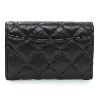 Exclusive Chanel Black Lambskin Quilted Flap Card Holder Wallet — Side View