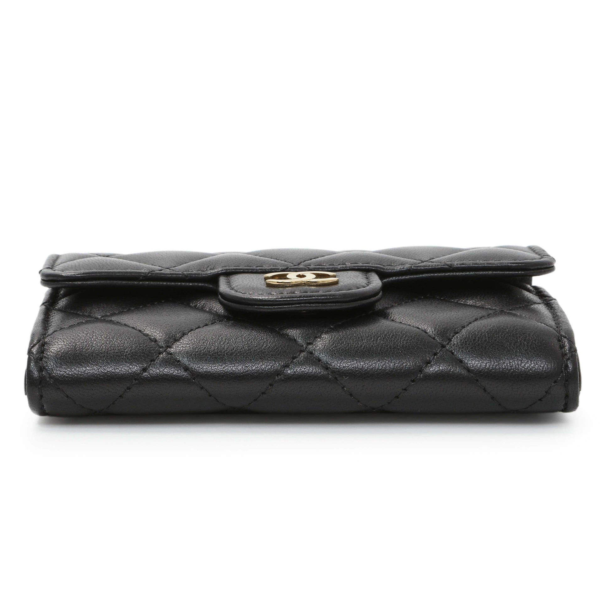 Exclusive Chanel Black Lambskin Quilted Flap Card Holder Wallet — Back View