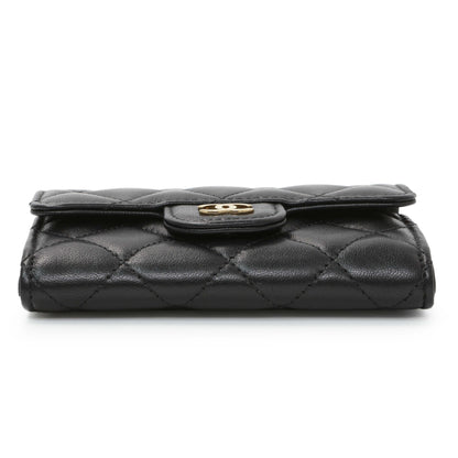 Exclusive Chanel Black Lambskin Quilted Flap Card Holder Wallet — Back View