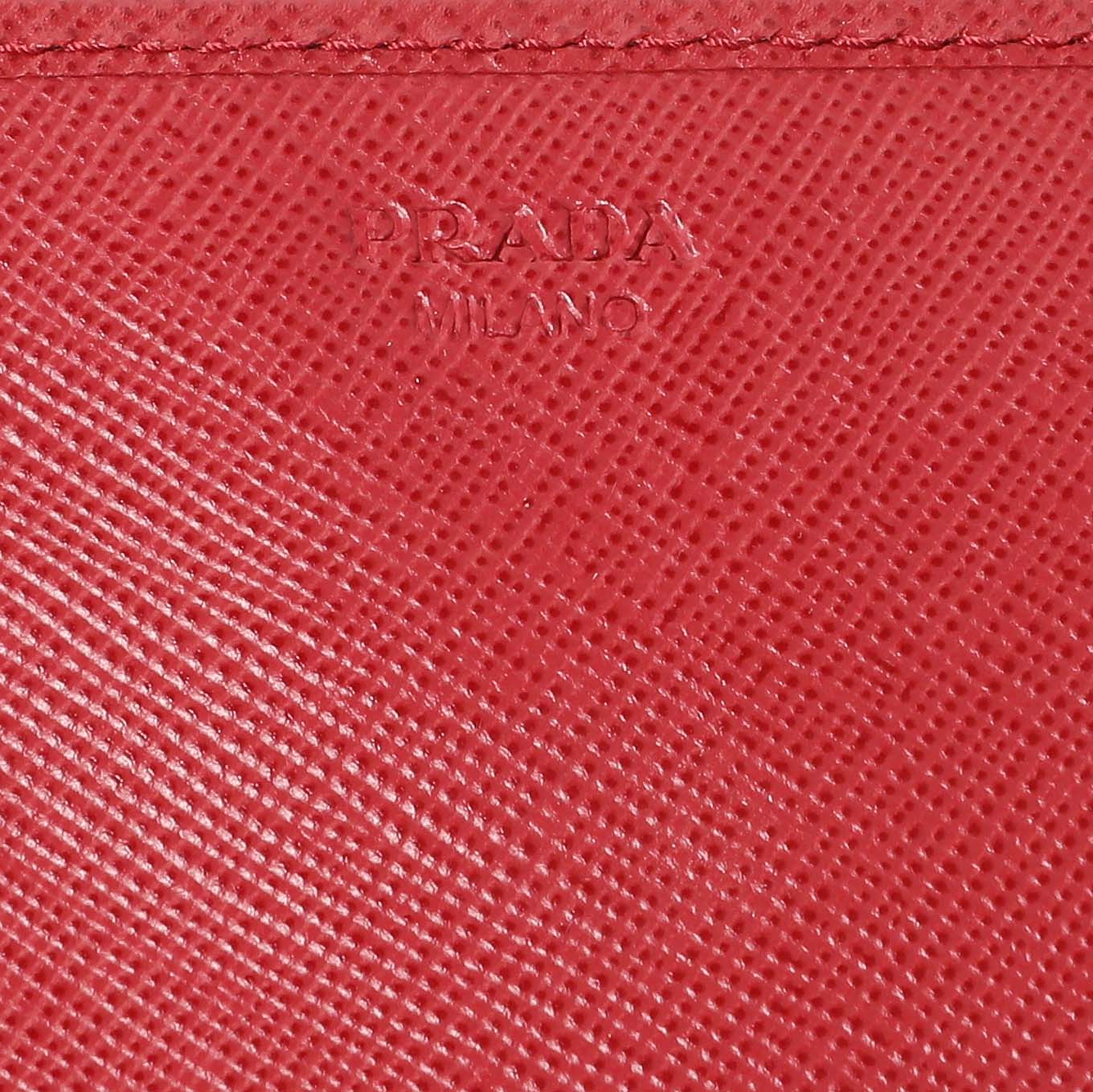 Exclusive Prada Fuoco Saffiano Continental Wallet — Detail View
