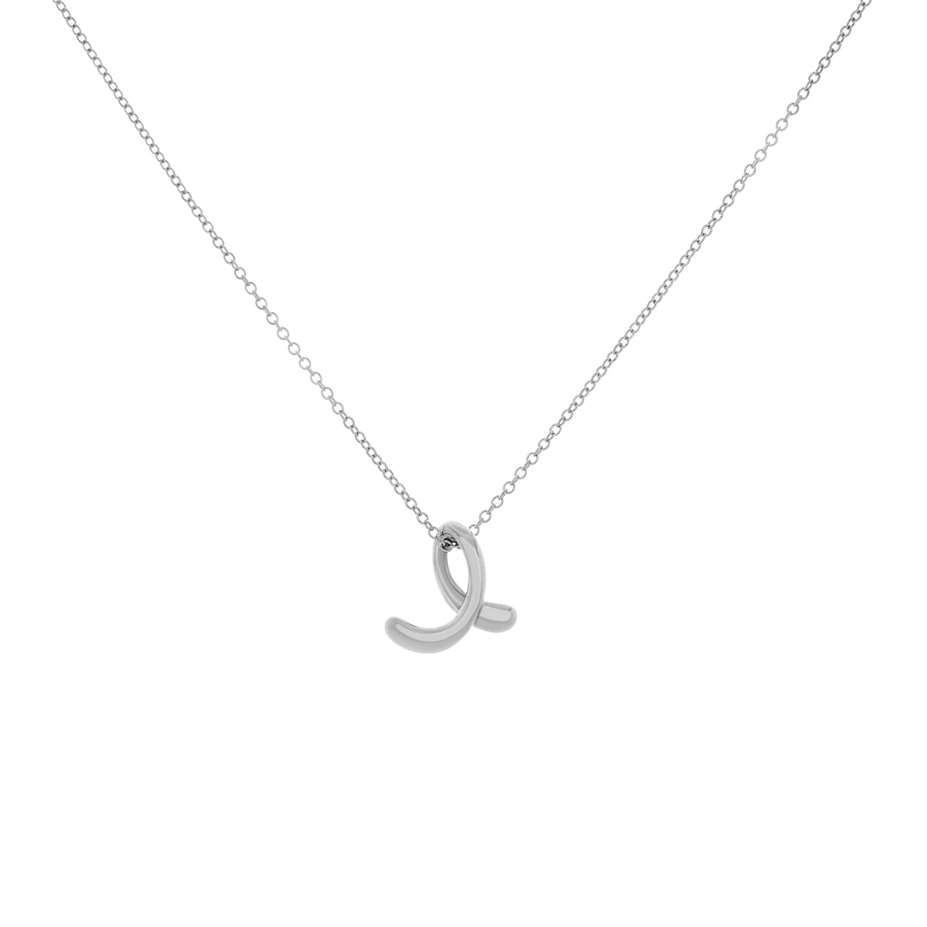 Exclusive Tiffany & Co. Sterling Silver Elsa Peretti 'E' Small Alphabet Pendant — Side View
