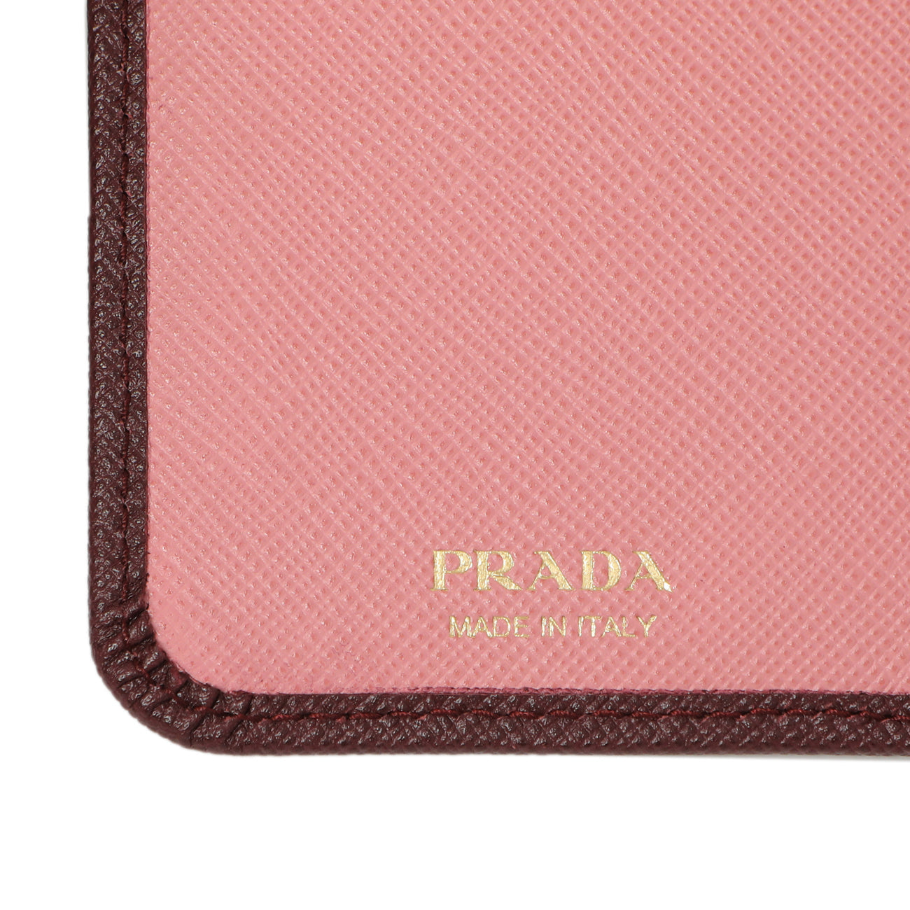 Exclusive Prada Burgundy Saffiano Compact Wallet — Lifestyle View