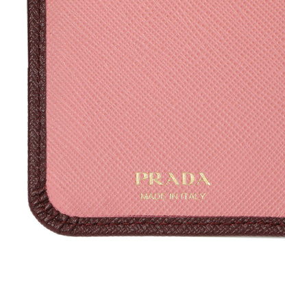 Exclusive Prada Burgundy Saffiano Compact Wallet — Lifestyle View