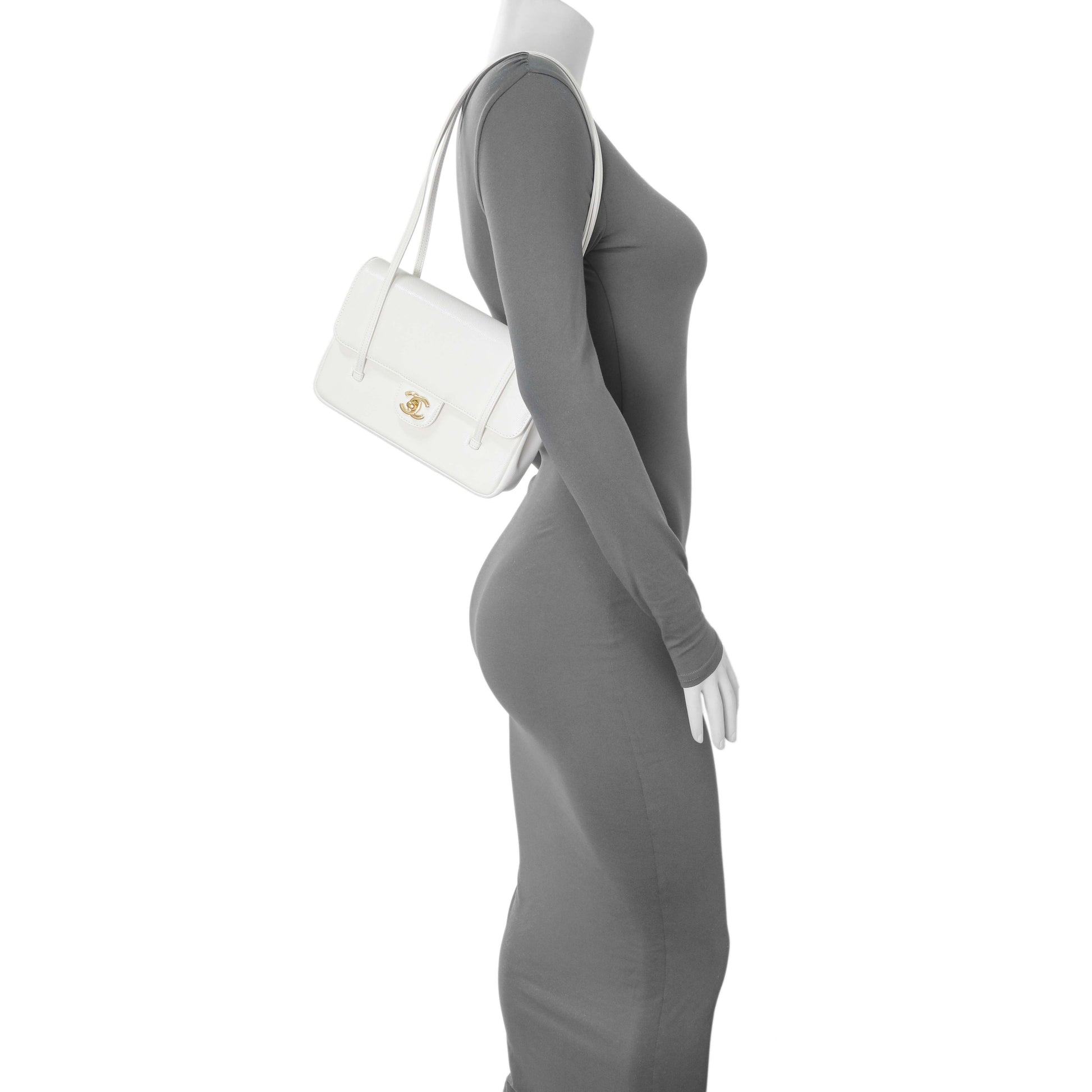 Exclusive Chanel White Shiny Caviar Preppy Coco Small Flap — Alternate View 7