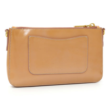 Exclusive Prada Caramel Saffiano Vernice Zip Pouch — Side View
