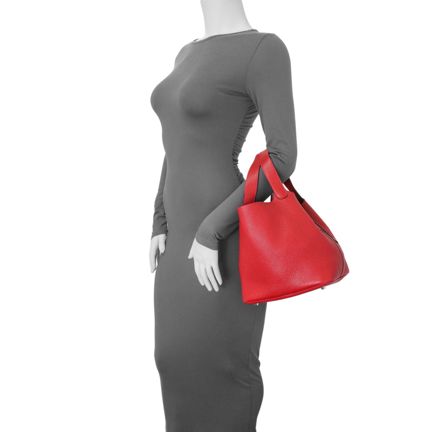 Exclusive Hermes Red Clemence Picotin 22 — Alternate View 12