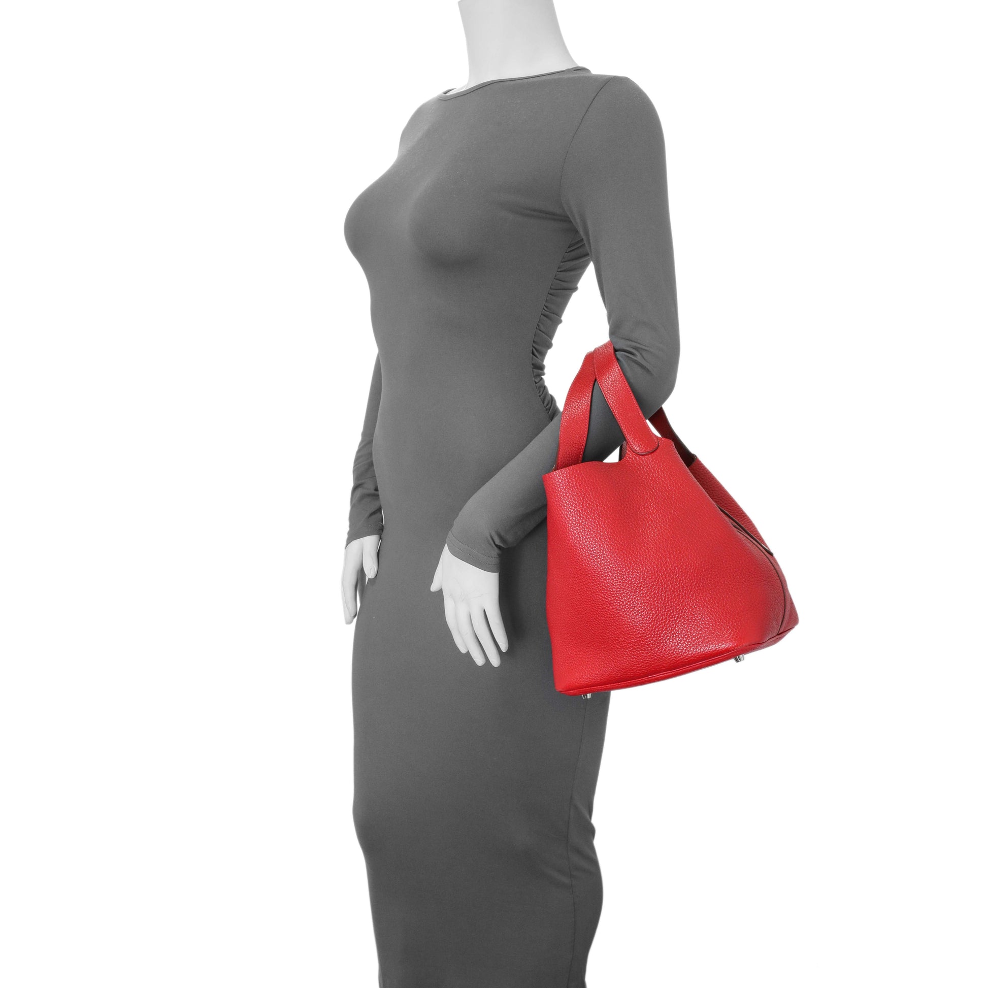 Exclusive Hermes Red Clemence Picotin 22 — Alternate View 12
