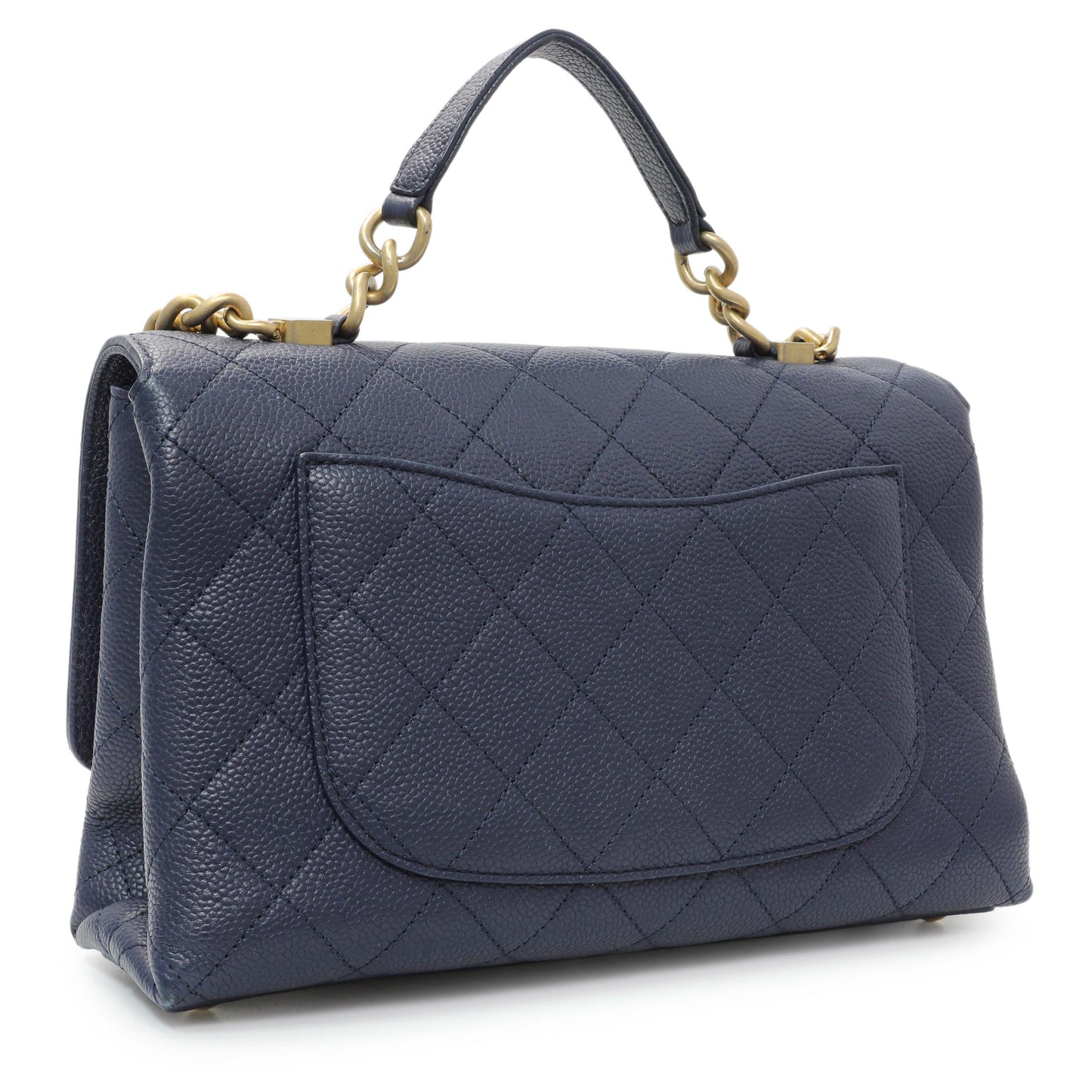 Exclusive Chanel Navy Blue Caviar City Walk Flap — Side View