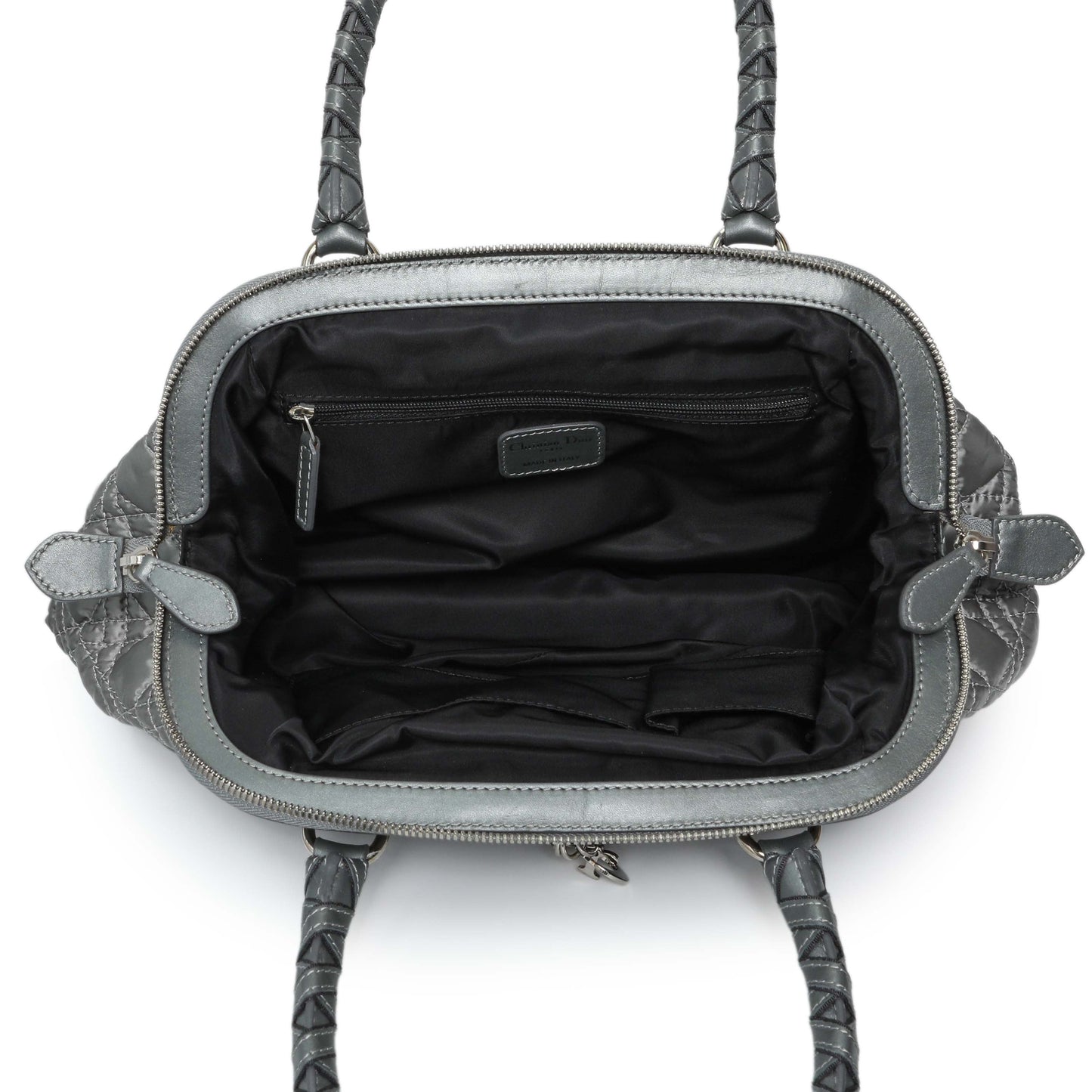 Exclusive Christian Dior Grey Satin Cannage Charming Doctors Bag — Top View