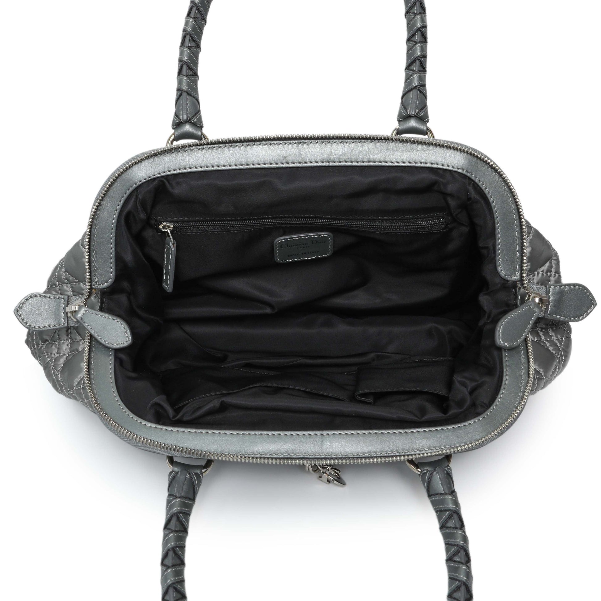 Exclusive Christian Dior Grey Satin Cannage Charming Doctors Bag — Top View