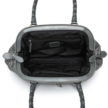 Exclusive Christian Dior Grey Satin Cannage Charming Doctors Bag — Top View