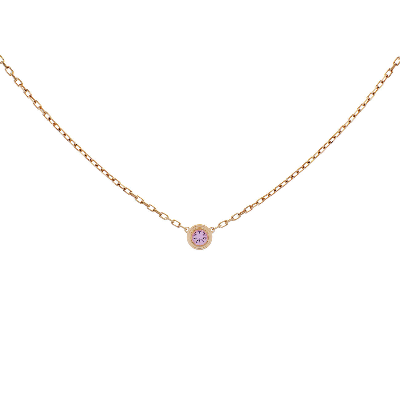 Exclusive Cartier 18K Rose Gold Pink Sapphire d'Amour Pendant — Front View