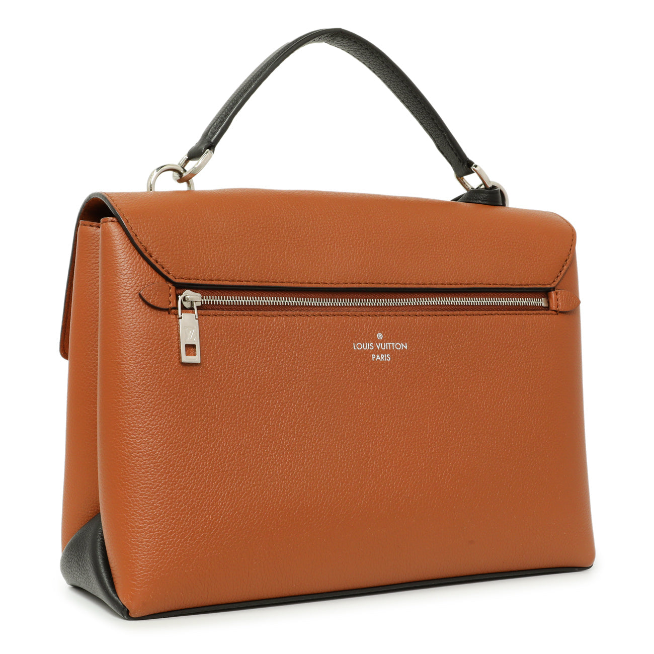 Exclusive Louis Vuitton Caramel Creme Black Soft Calfskin My Lockme Top Handle — Side View