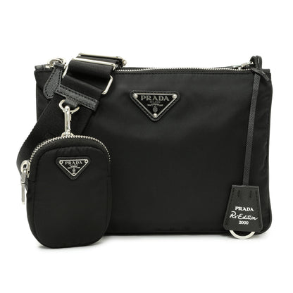 Exclusive Prada Black Nylon Re-Edition 2000 Messenger Bag — Front View