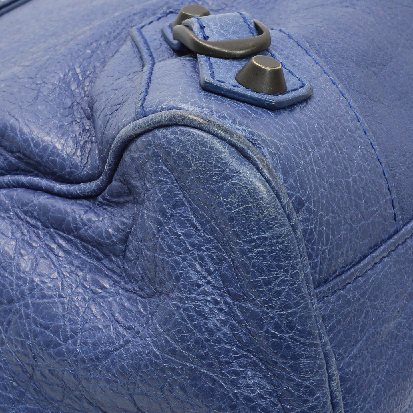 Exclusive Balenciaga Blue Agneau Classic Hardware Velo — Top View