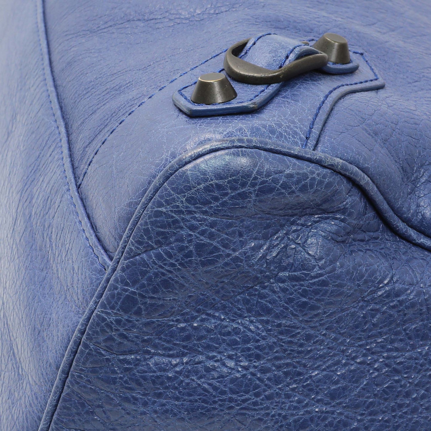 Exclusive Balenciaga Blue Agneau Classic Hardware Velo — Detail View