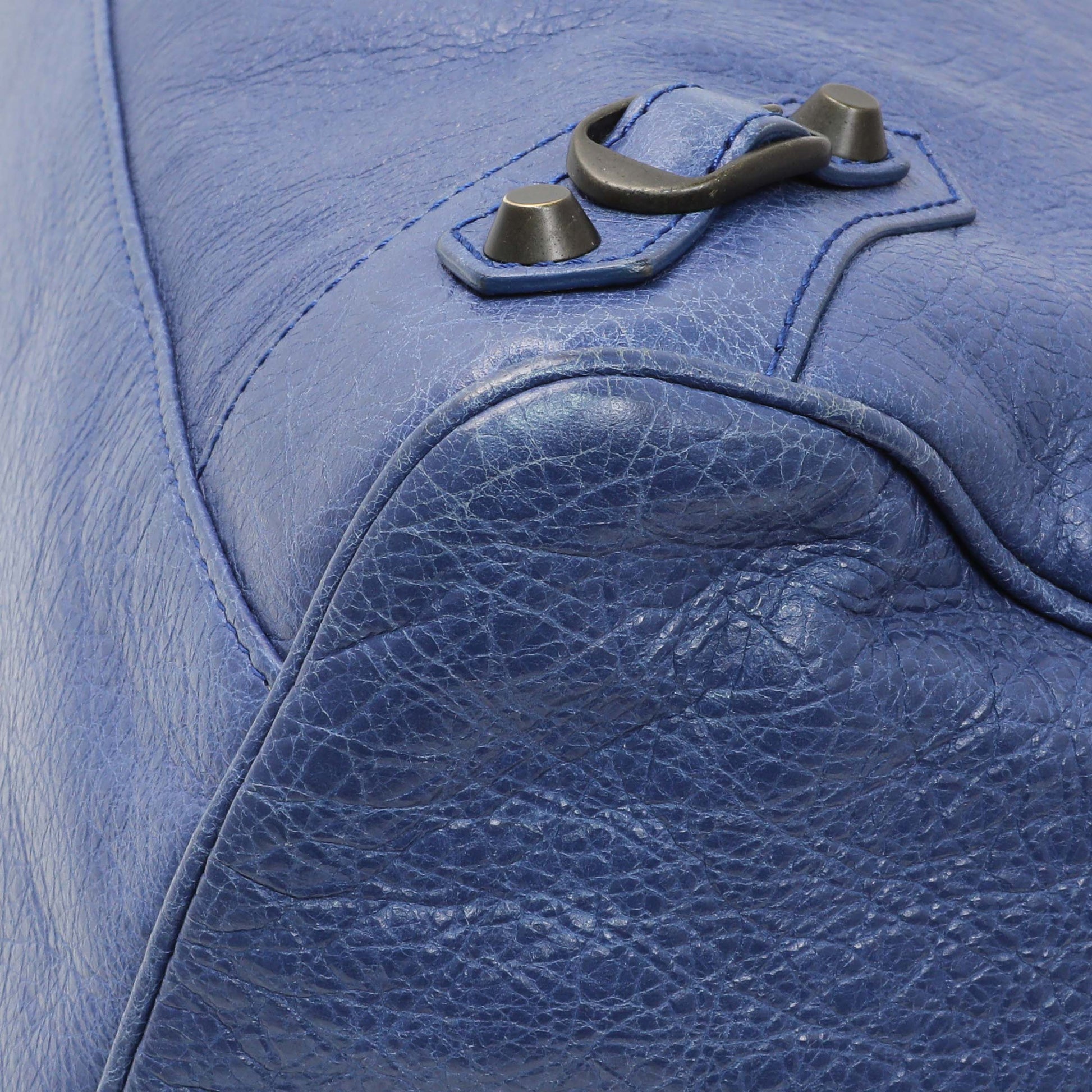 Exclusive Balenciaga Blue Agneau Classic Hardware Velo — Detail View
