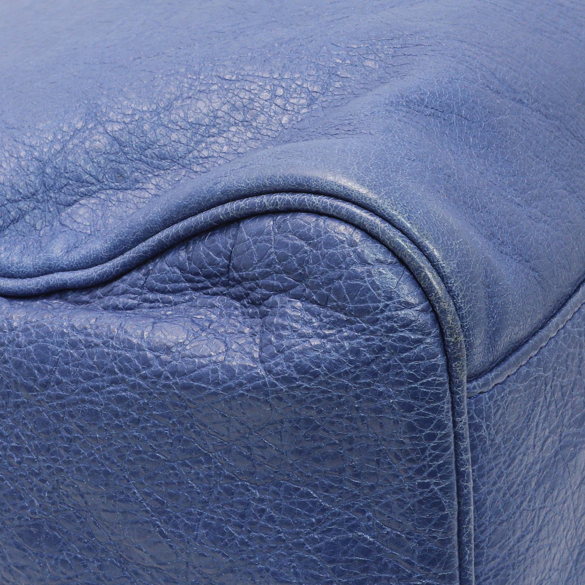 Exclusive Balenciaga Blue Agneau Classic Hardware Velo — Lifestyle View
