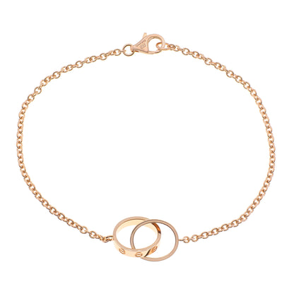 Exclusive Cartier 18K Rose Gold Interlocking Love Bracelet On Chain — Side View