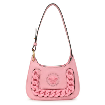 Exclusive Versace Pink Calfskin La Medusa Mini Chain Hobo — Front View