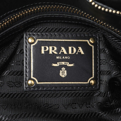 Exclusive Prada Nero Tessuto Gaufre Small Tote — Detail View