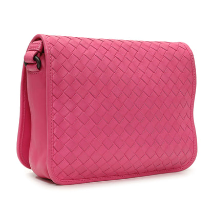 Exclusive Bottega Veneta Pink Nappa Intrecciato Mini Flap Crossbody — Side View