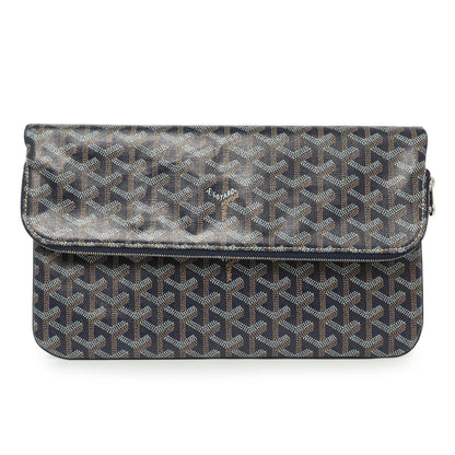 Exclusive Goyard Blue Goyardine Sainte Marie Soft Clutch — Front View