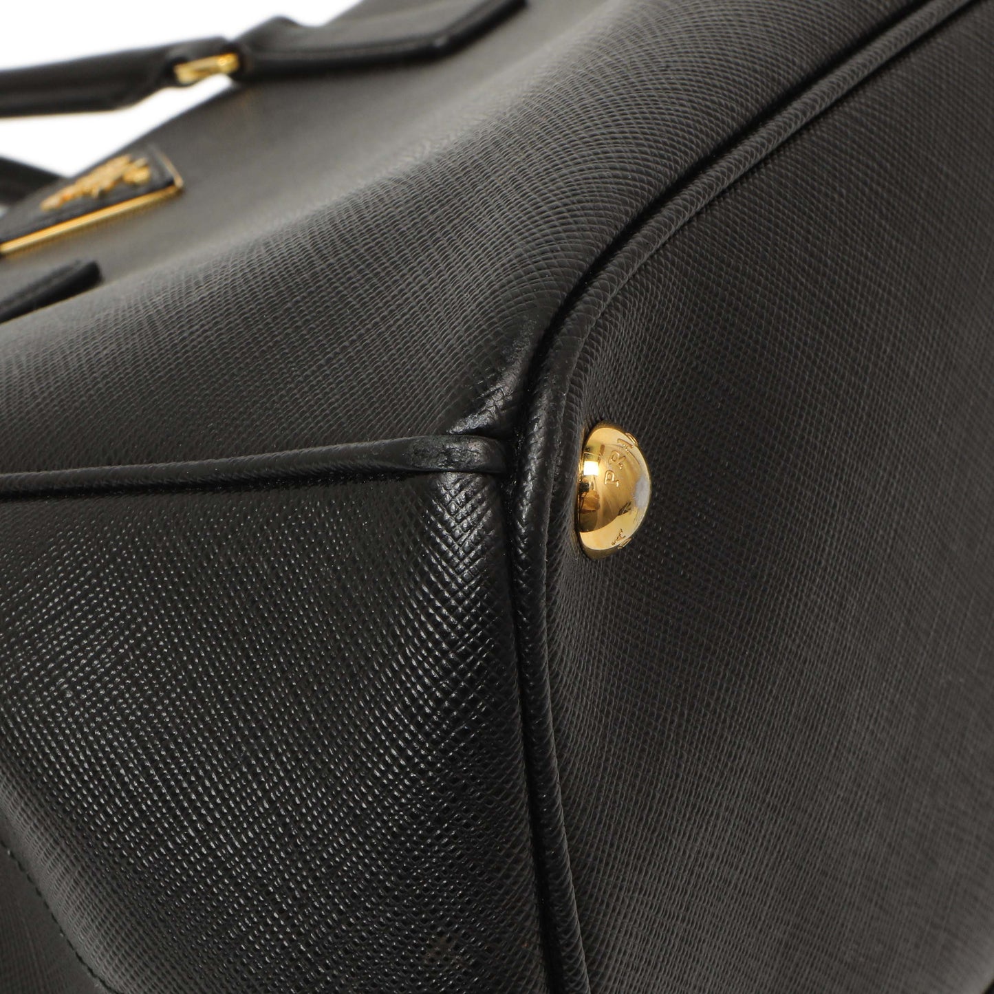 Exclusive Prada Black Saffiano Medium Galleria Double Zip Tote — Top View