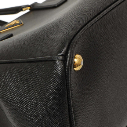Exclusive Prada Black Saffiano Medium Galleria Double Zip Tote — Top View