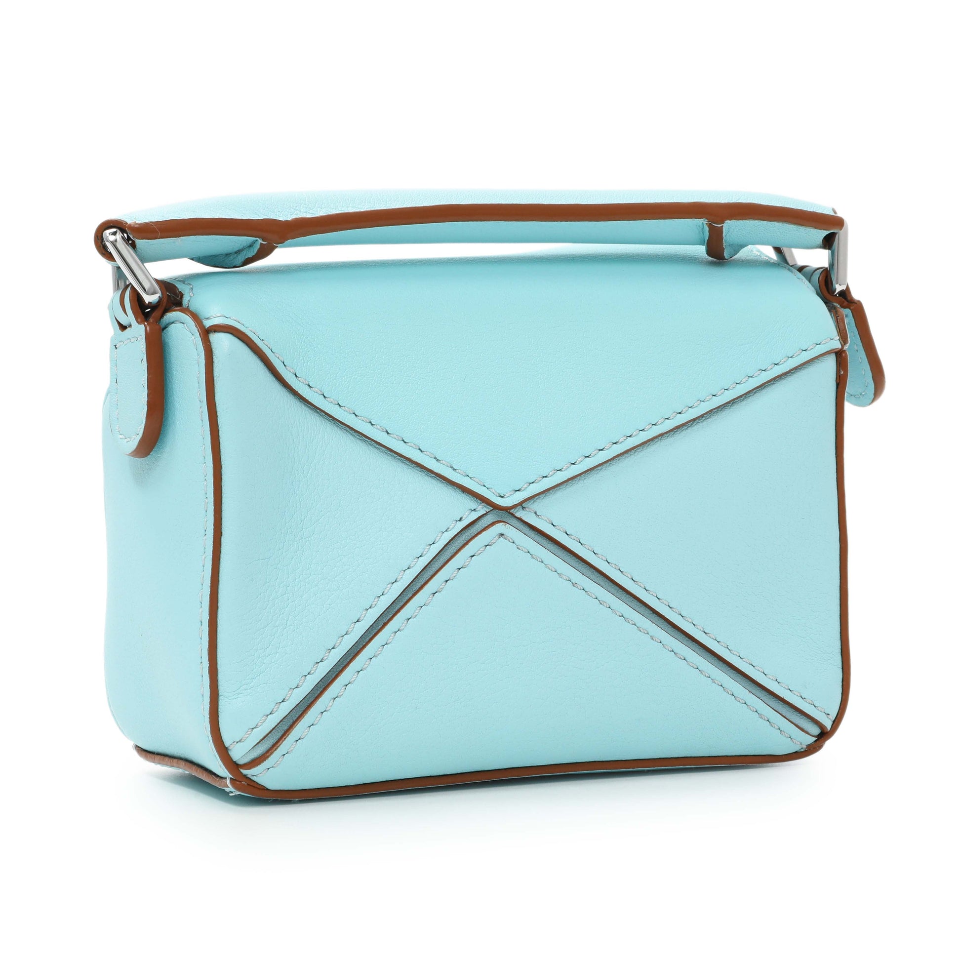 Exclusive Loewe Blue Calfskin Nano Puzzle Bag — Side View