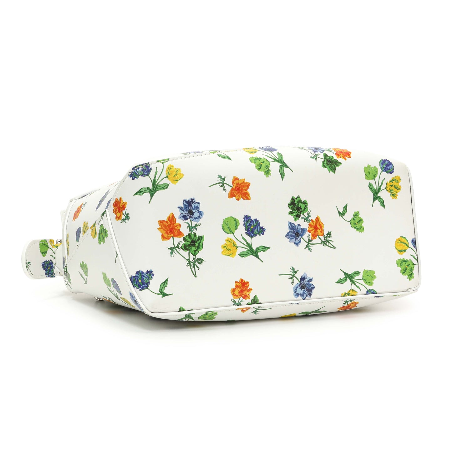 Exclusive Loewe White Flower Print Calfskin Small Puzzle Edge Bag — Back View