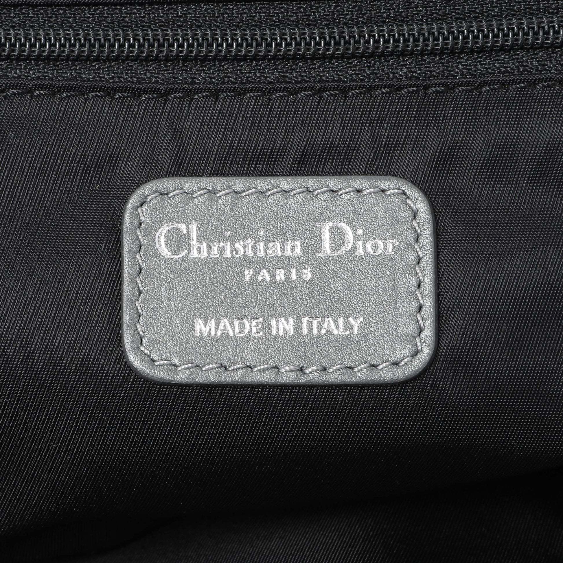 Exclusive Christian Dior Grey Satin Cannage Charming Doctors Bag — Detail View