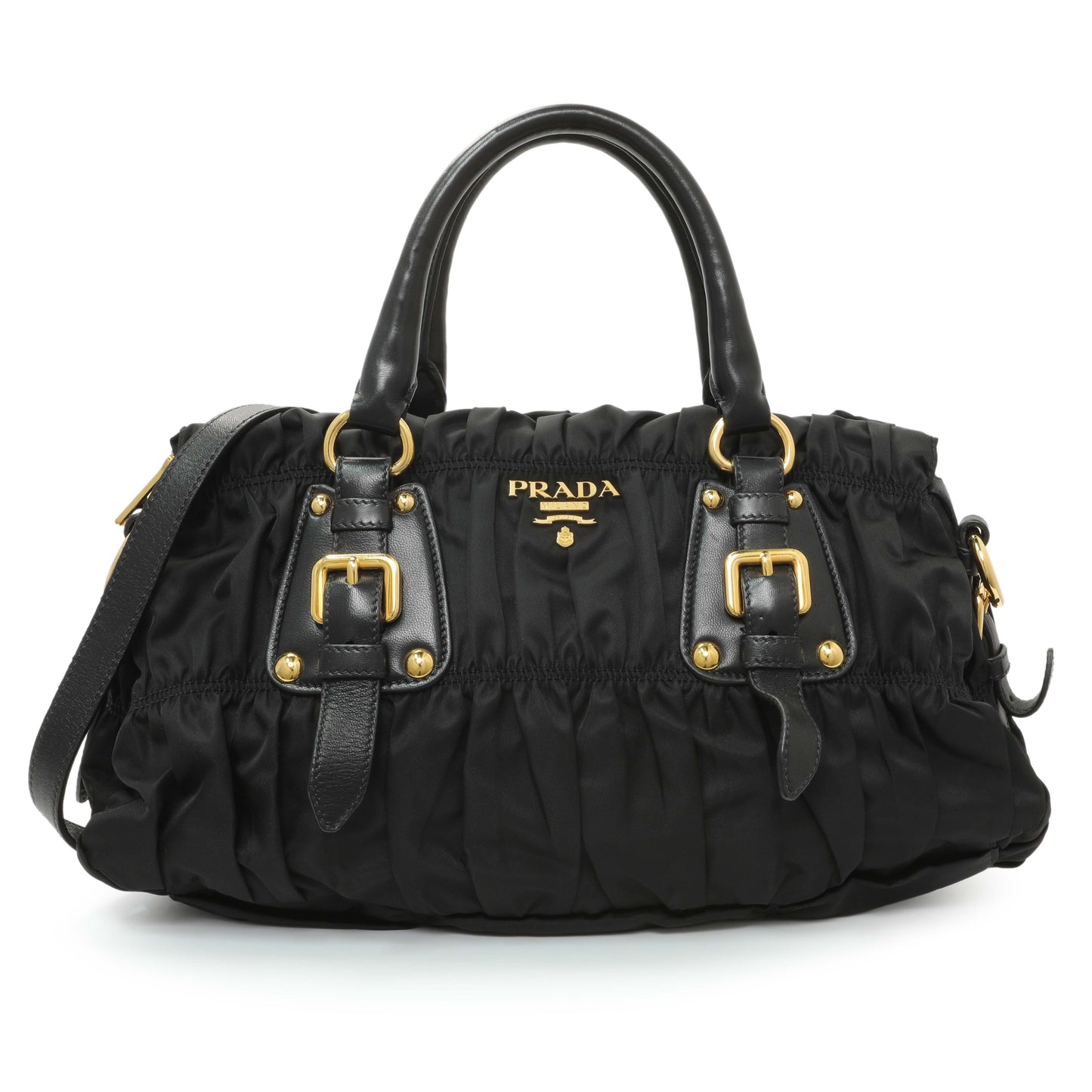 Exclusive Prada Nero Tessuto Gaufre Small Tote — Front View