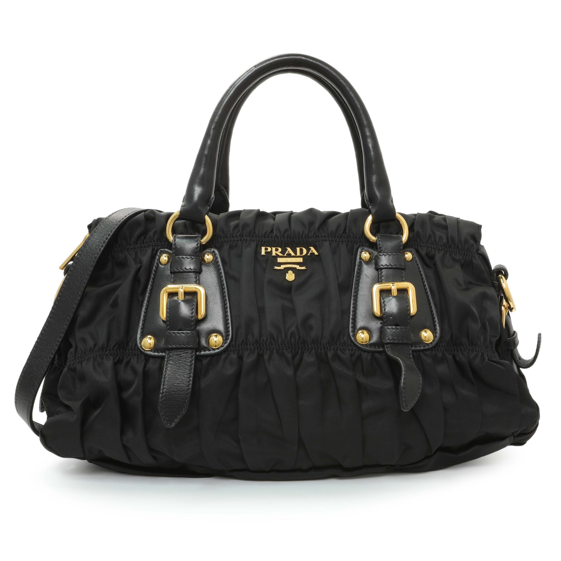 Exclusive Prada Nero Tessuto Gaufre Small Tote — Front View