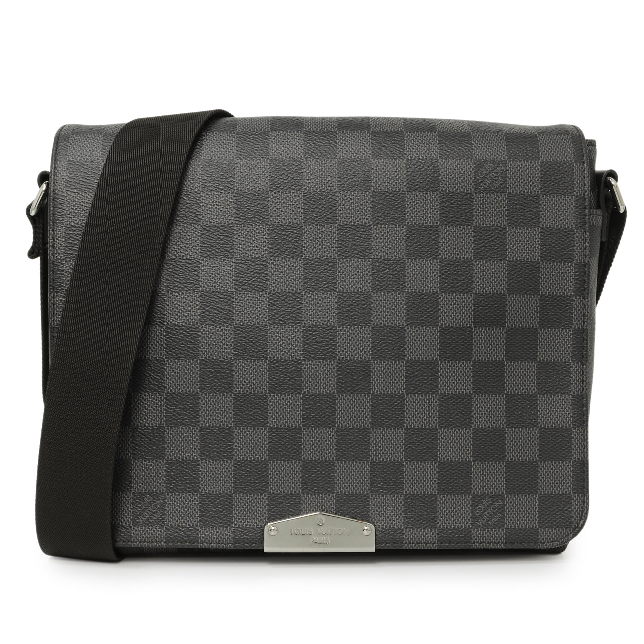 Exclusive Louis Vuitton Damier Graphite District PM — Front View