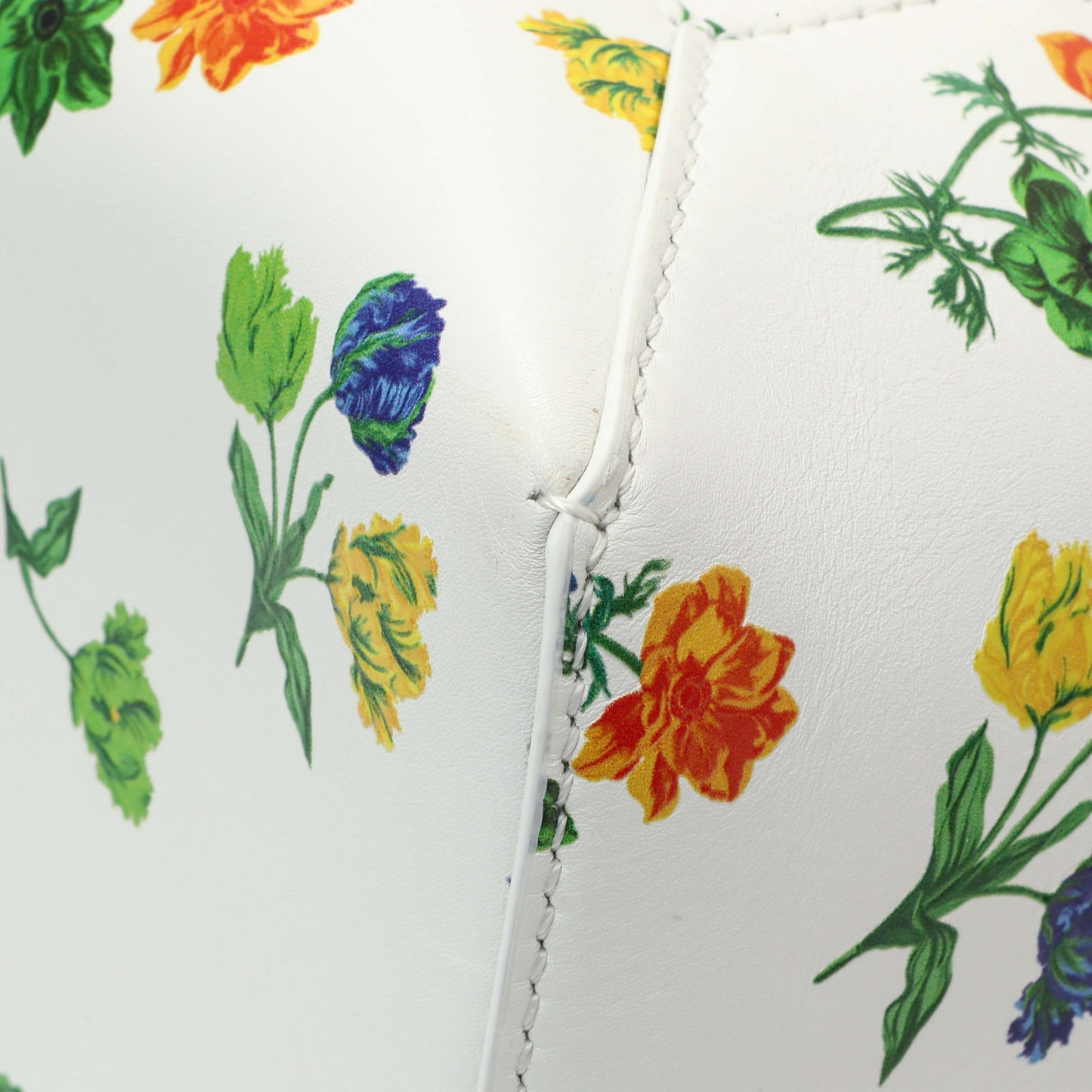 Exclusive Loewe White Flower Print Calfskin Small Puzzle Edge Bag — Detail View