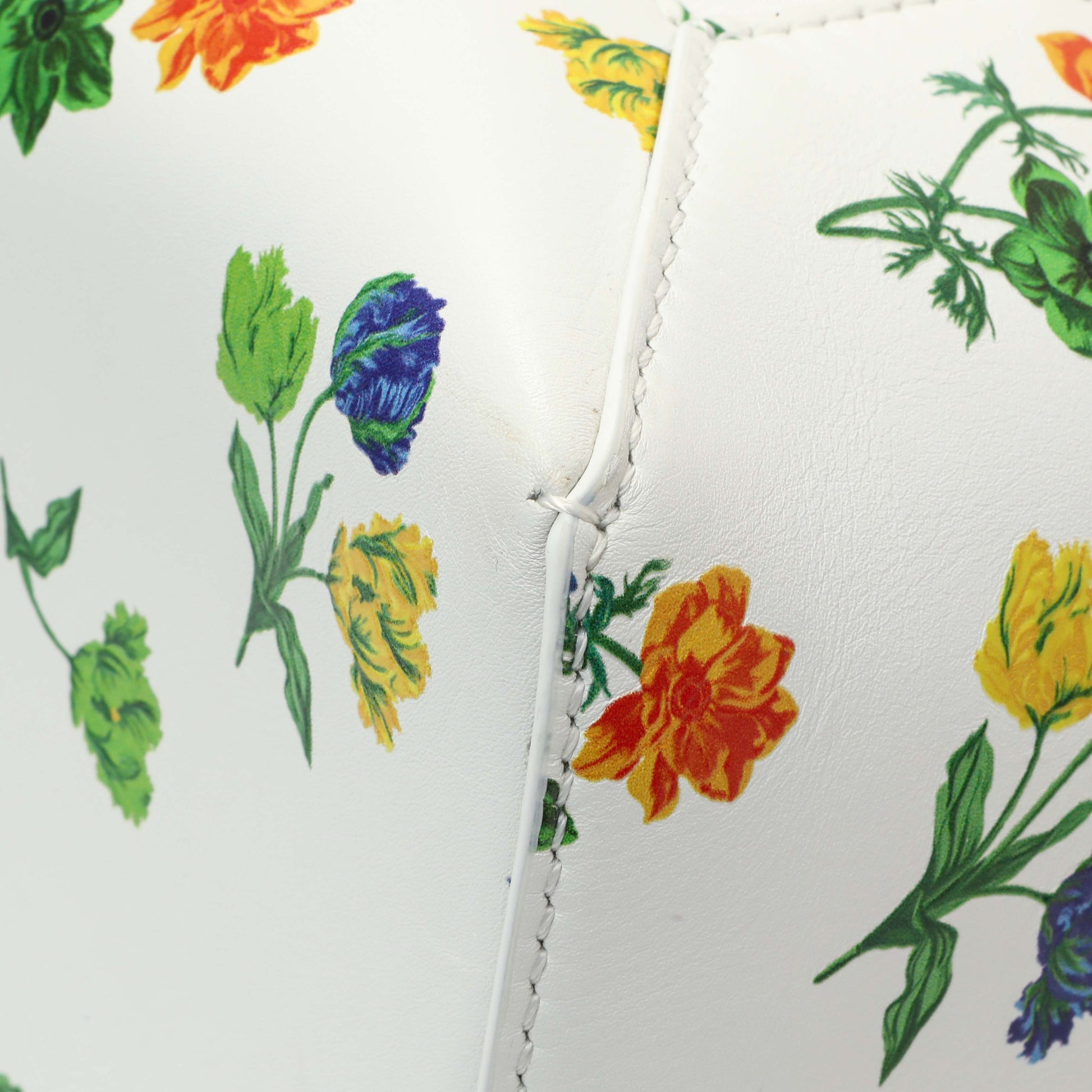 Exclusive Loewe White Flower Print Calfskin Small Puzzle Edge Bag — Detail View