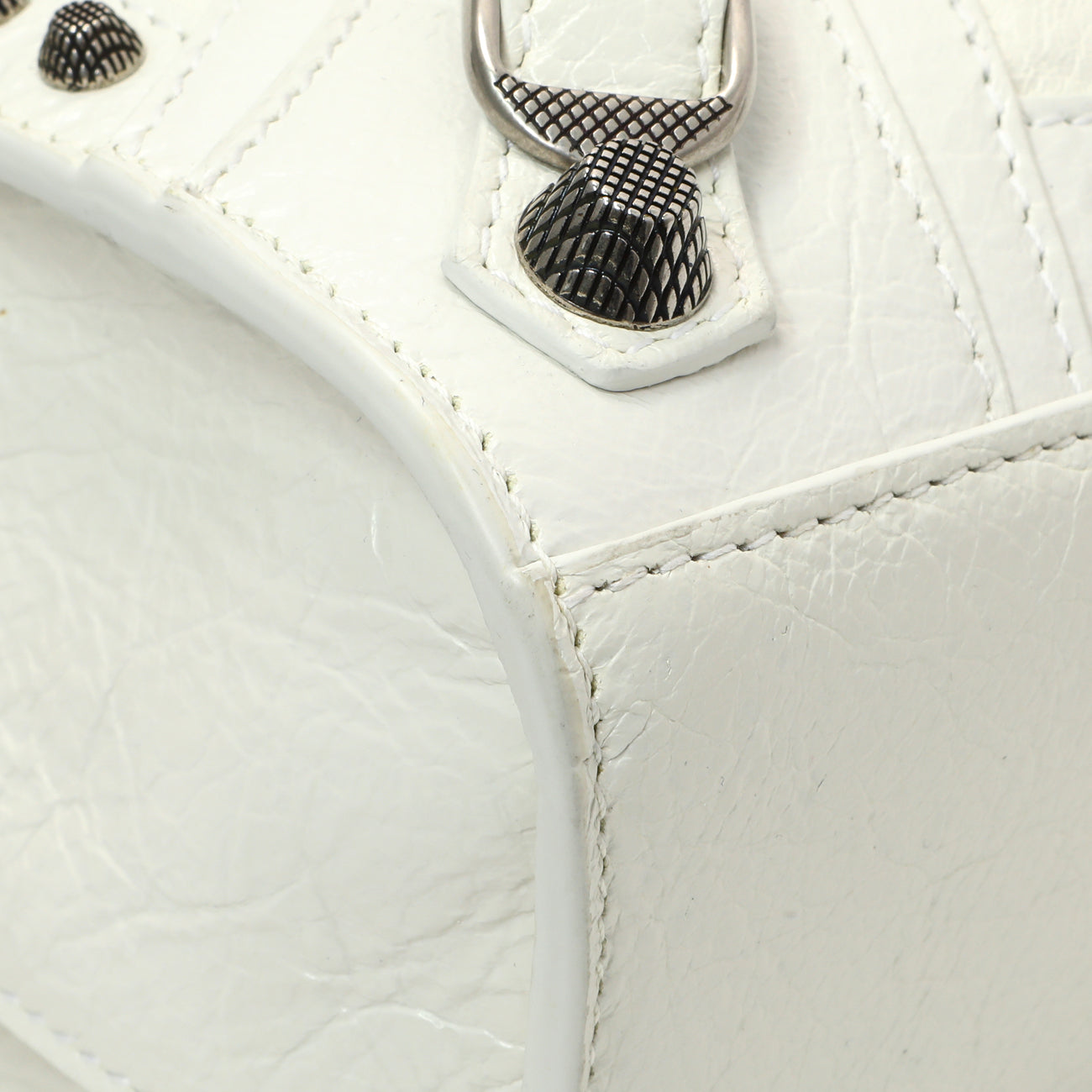 Exclusive Balenciaga White Agneau Arena Neo Cagole Handbag XS — Top View