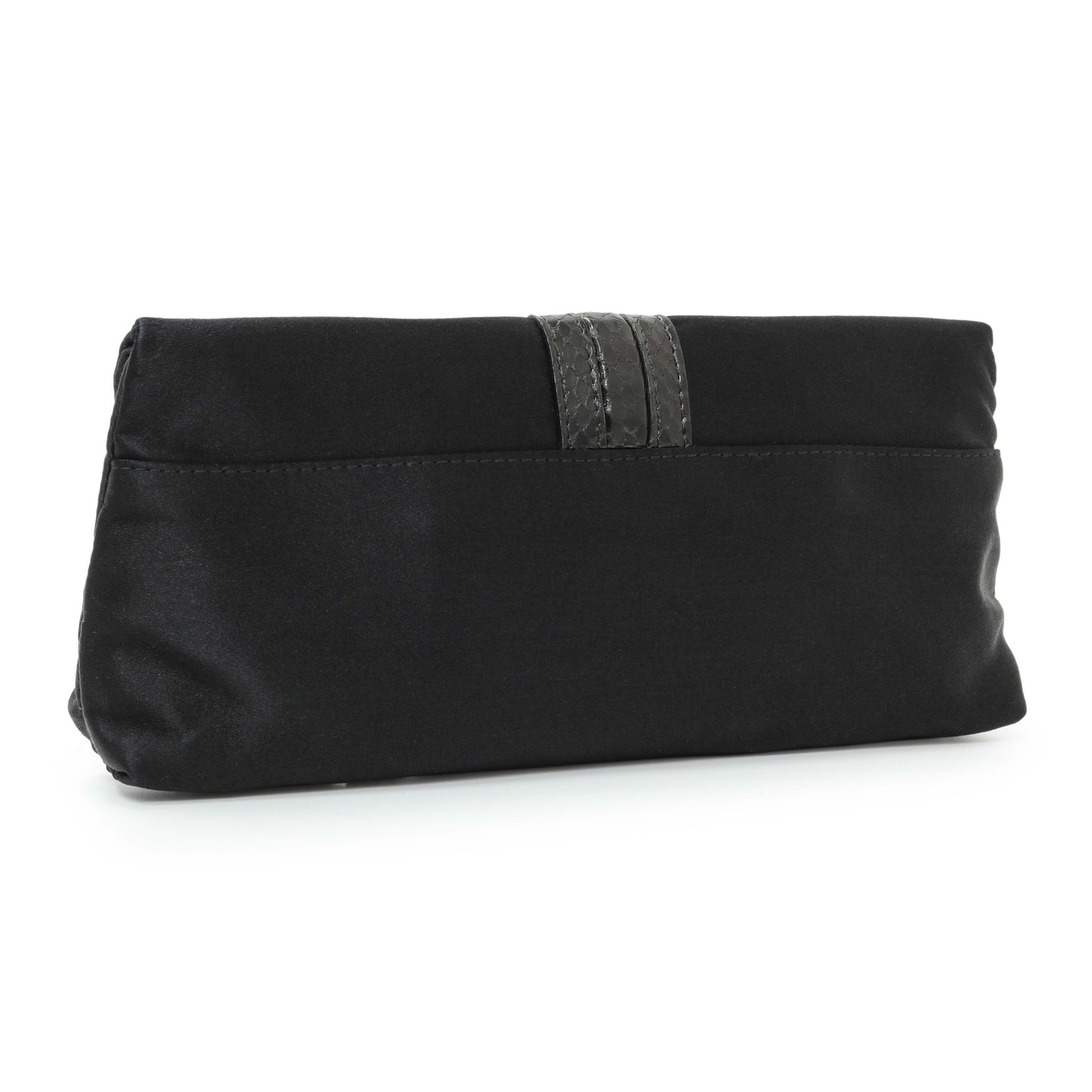 Exclusive Gucci Black Satin Bamboo Croisette Clutch — Side View