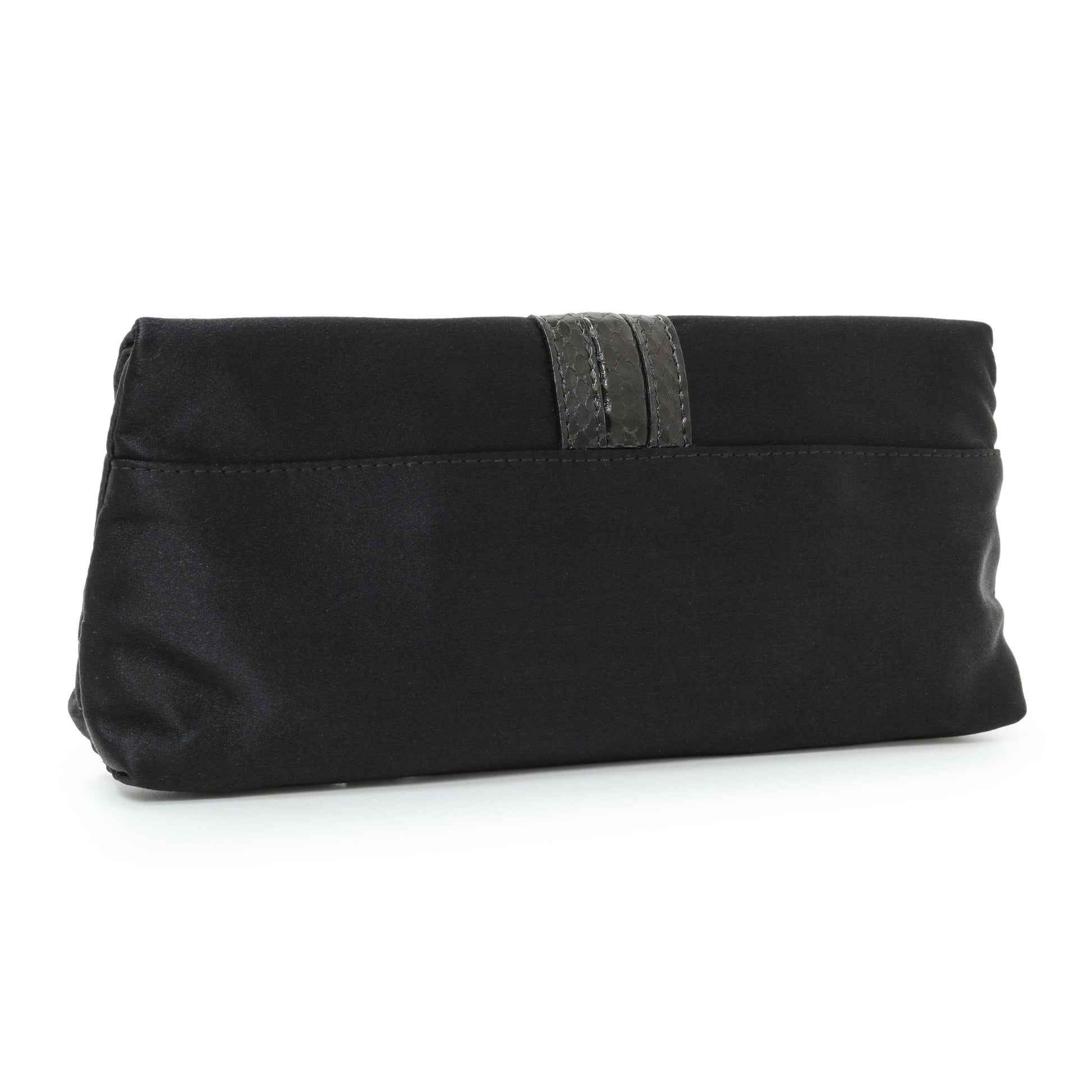 Exclusive Gucci Black Satin Bamboo Croisette Clutch — Side View