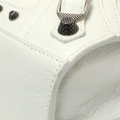 Exclusive Balenciaga White Agneau Arena Neo Cagole Handbag XS — Detail View
