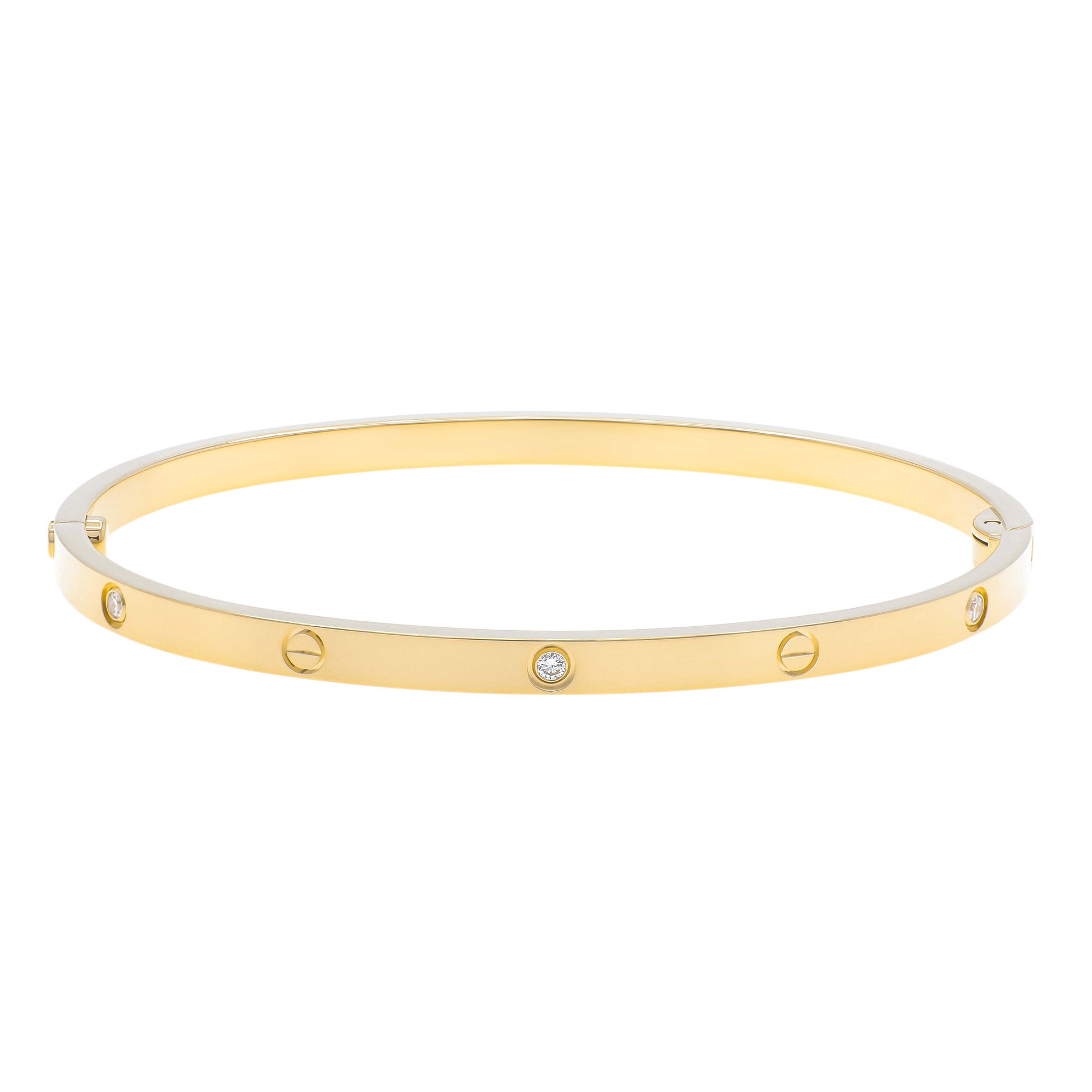 Exclusive Cartier 18K Yellow Gold 6 Diamond Small Love Bracelet — Side View
